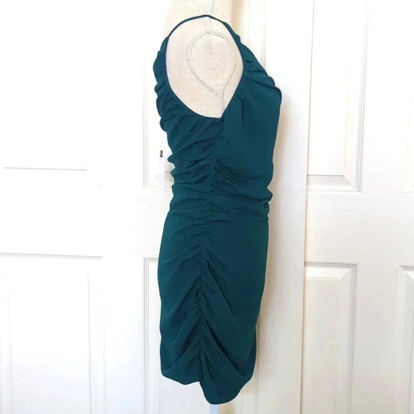 ASTR the Label One Shoulder Scrunched Mini Dress - Hunter Green - Picture 7 of 10